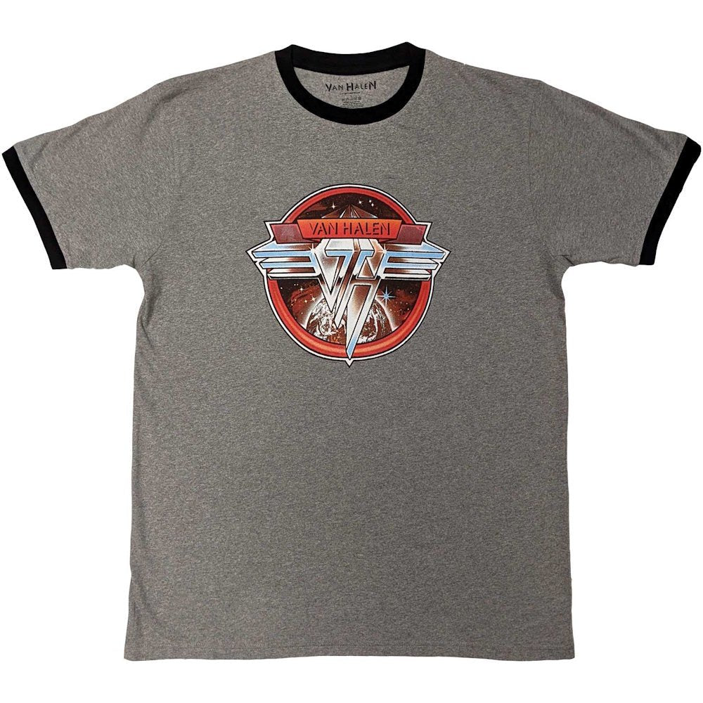【予約商品】 VAN HALEN ヴァンヘイレン (エドワード生誕 70周年 ) - Circle Logo / Grey & Black / リンガー / Tシャツ / メンズ - PGS